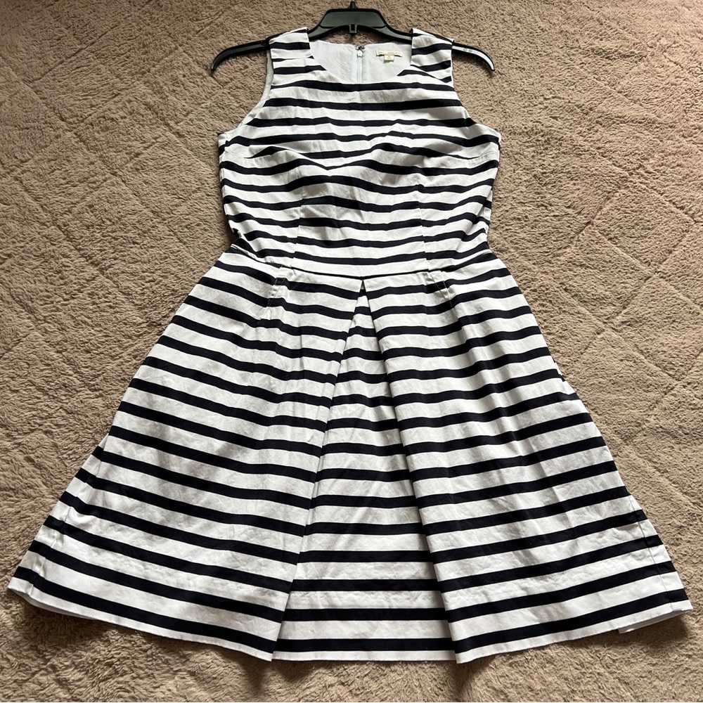 Gap Cotton Striped Pleated Midi Dress Preppy Cottage Homecoming Wedding Sz 0